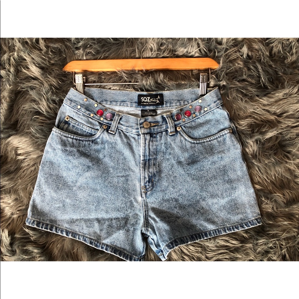 Vintage rhinestone jean shorts